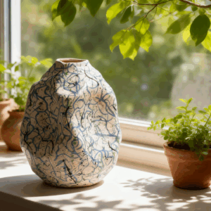 Blue Pattern Earth Vessel
